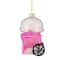 3.5" Pink, White & Gold Cotton Candy Machine Glass Christmas Ornament